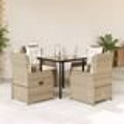 vidaXL Ensemble à manger de jardin avec coussins 5pcs Beige poly rotin