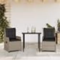 vidaXL Ensemble à manger de jardin 3pcs coussins gris clair poly rotin