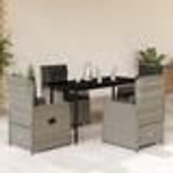 vidaXL Ensemble à manger de jardin et coussins 5 pcs gris clair rotin