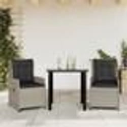 vidaXL Ensemble à manger de jardin 3pcs coussins gris clair poly rotin
