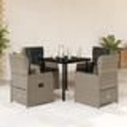 vidaXL Ensemble à manger de jardin et coussins 5 pcs gris clair rotin