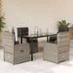 vidaXL Ensemble à manger de jardin et coussins 5 pcs gris clair rotin
