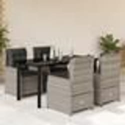 vidaXL Ensemble à manger de jardin et coussins 5 pcs gris clair rotin