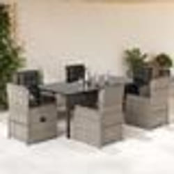 vidaXL Ensemble à manger de jardin et coussins 7 pcs gris clair rotin