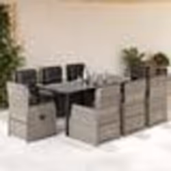 vidaXL Ensemble à manger de jardin et coussins 9 pcs gris clair rotin
