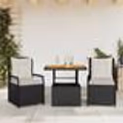 vidaXL Ensemble à manger de jardin avec coussins 3 pcs Noir