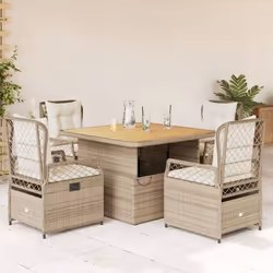 vidaXL Ensemble à manger de jardin avec coussins 5pcs Beige poly rotin