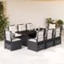 vidaXL Ensemble à manger de jardin 9pcs coussins noir résine tressée