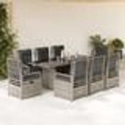 vidaXL Ensemble à manger de jardin 9 pcs coussins gris résine tressée