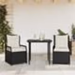 vidaXL Ensemble à manger de jardin avec coussins 3 pcs Noir