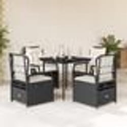 vidaXL Ensemble à manger de jardin coussins 5pcs Noir Résine tressée