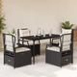 vidaXL Ensemble à manger de jardin coussins 5pcs Noir Résine tressée