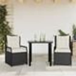 vidaXL Ensemble à manger de jardin avec coussins 3 pcs Noir
