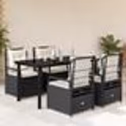 vidaXL Ensemble à manger de jardin coussins 5pcs Noir Résine tressée