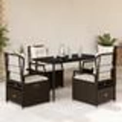 vidaXL Ensemble à manger de jardin 5 pcs et coussins marron poly rotin