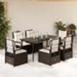 vidaXL Ensemble à manger de jardin et coussins 7 pcs marron rotin