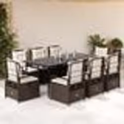 vidaXL Ensemble à manger de jardin et coussins 9 pcs marron poly rotin