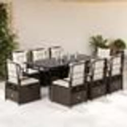 vidaXL Ensemble à manger de jardin et coussins 9 pcs marron poly rotin