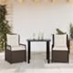 vidaXL Ensemble à manger de jardin 3 pcs et coussins marron poly rotin