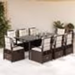 vidaXL Ensemble à manger de jardin et coussins 9 pcs marron poly rotin