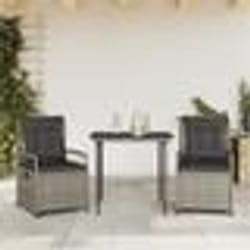 vidaXL Ensemble à manger de jardin 3 pcs coussins gris résine tressée