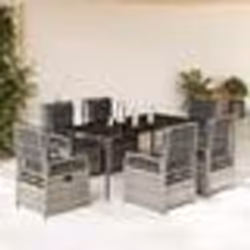 vidaXL Ensemble à manger de jardin et coussins 7 pcs gris rotin