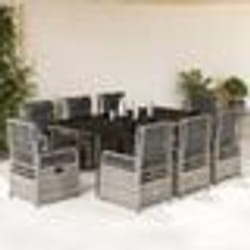 vidaXL Ensemble à manger de jardin 9 pcs coussins gris résine tressée