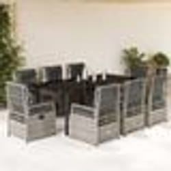 vidaXL Ensemble à manger de jardin 9 pcs coussins gris résine tressée
