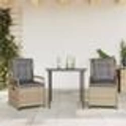 vidaXL Ensemble à manger de jardin et coussins 3 pcs Beige poly rotin