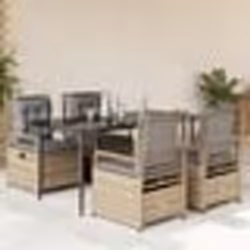 vidaXL Ensemble à manger de jardin avec coussins 5pcs Beige poly rotin