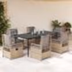 vidaXL Ensemble à manger de jardin et coussins 7 pcs beige poly rotin