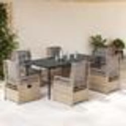 vidaXL Ensemble à manger de jardin et coussins 7 pcs beige poly rotin