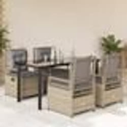 vidaXL Ensemble à manger de jardin avec coussins 5pcs Beige poly rotin