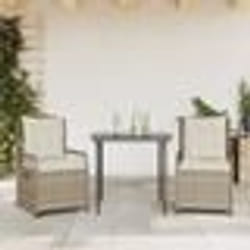 vidaXL Ensemble à manger de jardin et coussins 3 pcs Beige poly rotin