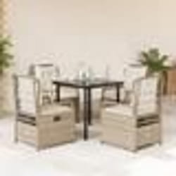 vidaXL Ensemble à manger de jardin avec coussins 5pcs Beige poly rotin