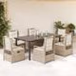 vidaXL Ensemble à manger de jardin et coussins 7 pcs beige poly rotin
