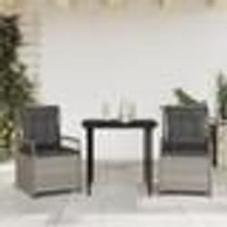 vidaXL Ensemble à manger de jardin 3pcs coussins gris clair poly rotin