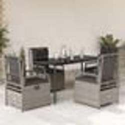 vidaXL Ensemble à manger de jardin et coussins 5 pcs gris clair rotin