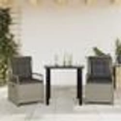 vidaXL Ensemble à manger de jardin 3pcs coussins gris clair poly rotin