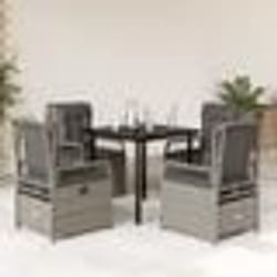 vidaXL Ensemble à manger de jardin et coussins 5 pcs gris clair rotin