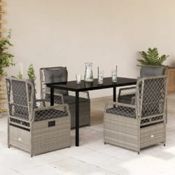 vidaXL Ensemble à manger de jardin et coussins 5 pcs gris clair rotin