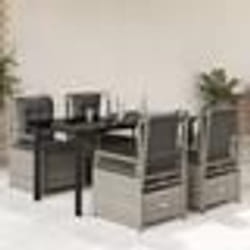 vidaXL Ensemble à manger de jardin et coussins 5 pcs gris clair rotin