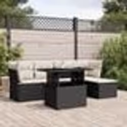 vidaXL Salon de jardin 6 pcs avec coussins noir résine tressée