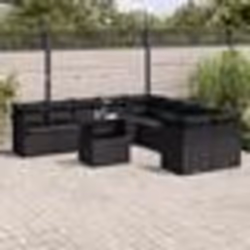 vidaXL Salon de jardin 11 pcs avec coussins noir résine tressée