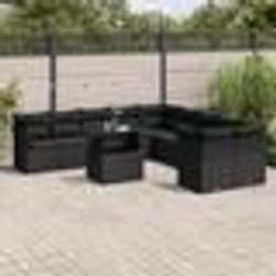 vidaXL Salon de jardin 11 pcs avec coussins noir résine tressée
