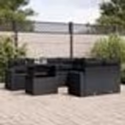 vidaXL Salon de jardin 9 pcs avec coussins noir résine tressée