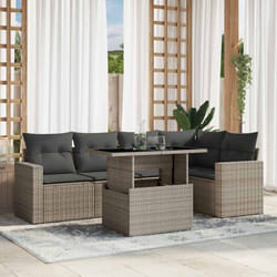 Vidaxl - Salon de jardin 6 pcs avec coussins gris clair résine tressée