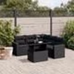 vidaXL Salon de jardin 6 pcs avec coussins noir résine tressée