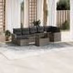 vidaXL Salon de jardin 8 pcs avec coussins gris résine tressée