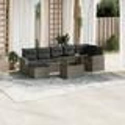 vidaXL Salon de jardin 8 pcs avec coussins gris résine tressée